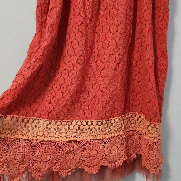 Altar'd State Dress Medium Orange Lace Overlay Fit And Flare - Picture 4 of 8